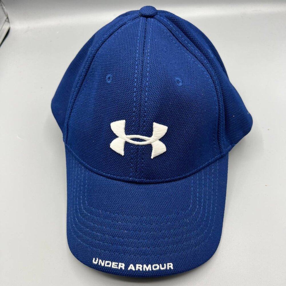 Under Armour Hat Men Medium - Large Blue Stretch Fitted Cap M-L